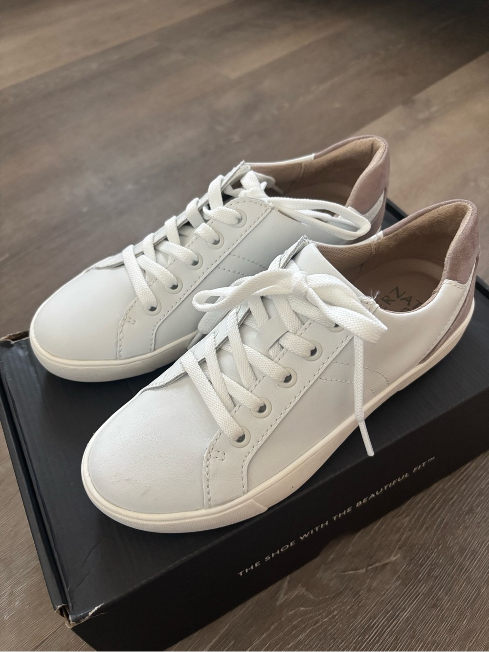 Naturalizer White Sneakers with Blush Heel